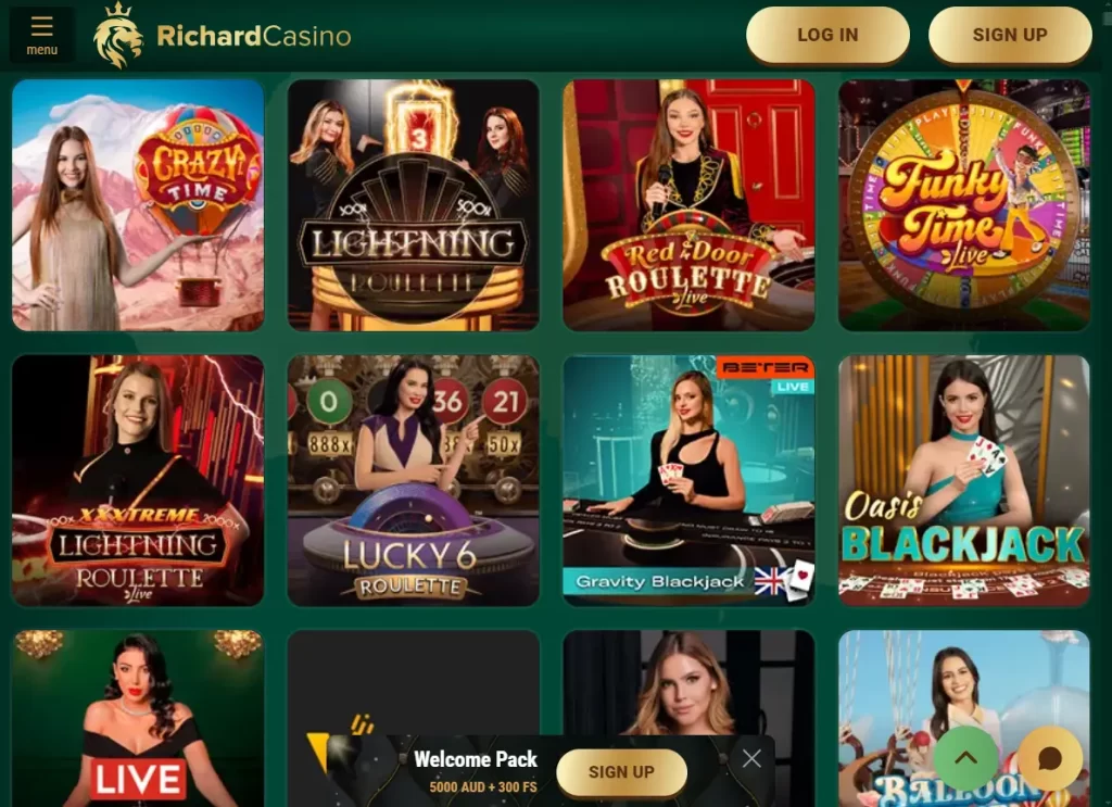 Live Games at Richard Casino Australia